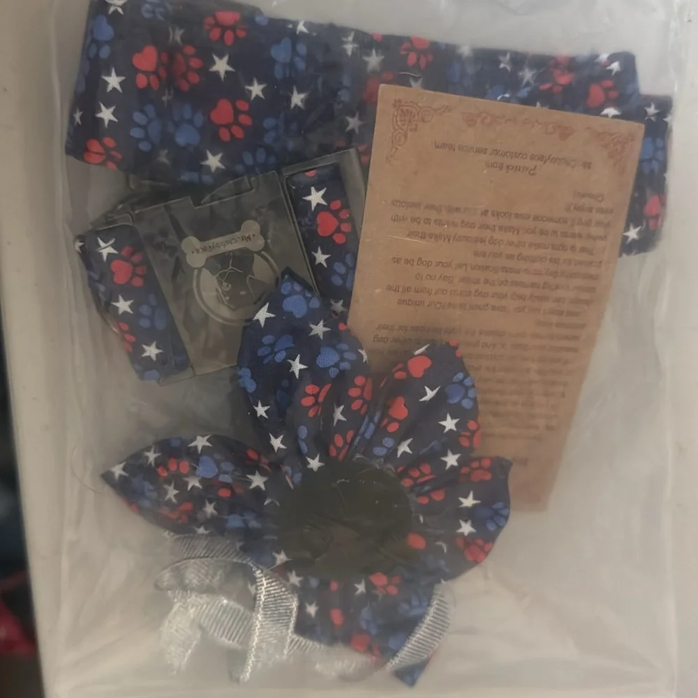 NWT Mr. Chubbyface 4th of July Dog Collar with Flower, XL Adjustable, - Picture 7 of 7